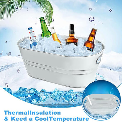 4Pcs 4 Gallon Galvanized Bucket Ice Bucket Large Metal Drink Buckets for Parties Beer Beverage Tub with Scoops for Champagne Cocktails Wine Cooling for Mimosa Bar Supplies
