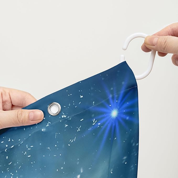 AILONEN 3D Sea Turtle Shower Curtain for Bathroom, Cute Turtle Blue Space Galaxy Bath Curtain,Kids Kawaii Ocean Turtle Decorative Watercolor Curtain with 12 Plastic Hooks for Boys Girls 72" W*72" H