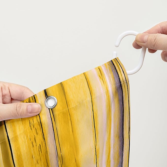 AILONEN Butterfly Shower Curtain for Bathroom Yellow Ink Fluid Painting Grey Leopard Bath Curtain 72" W*96" H Polyester Fabric Waterproof Bathroom Curtain with 12 Hooks