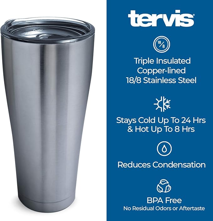 Tervis Triple Walled NFL Tennessee Titans Insulated Tumbler Cup Keeps Drinks Cold & Hot, 30oz - Stainless Steel, Rush