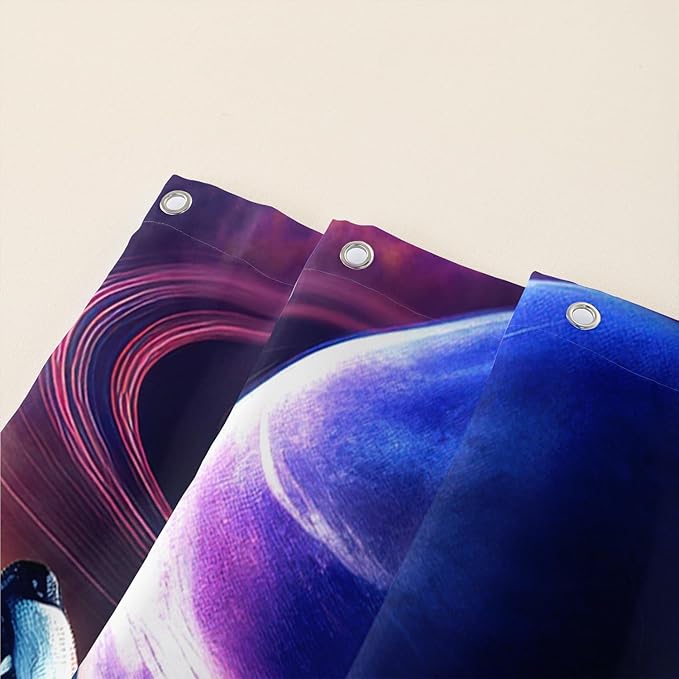 AILONEN Howling Wolf Shower Curtain,Lightning Planet Wolf Bath Curtain for Kids Boys Girls,Wildlife Animal Polyester Waterproof for Shower with 12 Plastic Hooks 72" W*72" H