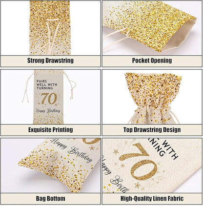 70th Birthday Gifts for Women Wine Bag 70th Birthday Decorations Meaningful 70th Birthday Gifts for Men Coworkers Lady Friend Bestie Him Anniversary Wine Bags