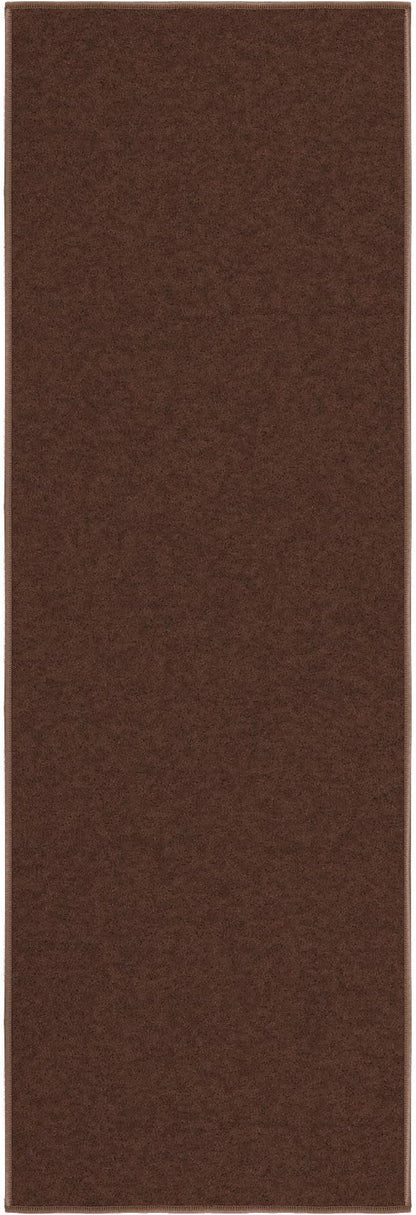Machine Washable Modern Solid Design Non-Slip Rubberback 2x5 Traditional Runner Rug for Hallway, Kitchen, Bedroom, Entryway, 20" x 59", Brown