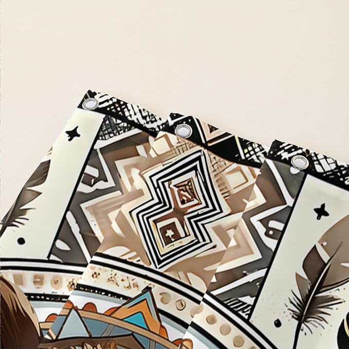 AILONEN Dreamcatcher Wolf Shower Curtain for Bathroom Decor,Retro Boho Wolf Bath Curtain for Kids Boys Girls,Print Polyester Waterproof with 12 Plastic Hooks 72" W*78" H