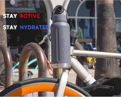 32 oz Insulated Water Bottles with Handle, Stainless Steel Water Bottle, Leak Proof Metal Water Bottle, Resuable Thermos BPA Free Flask, Gray 25oz | 32oz