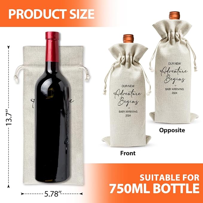 Gender Neutral Pregnancy Announcement Wine Gift Bag 2024, Baby Announcement for New Grandpa Grandma Uncle Aunt, Religious Pregnancy Announcement 2024, Baby Shower or Party Decor, New Dad Mom Gift 2024