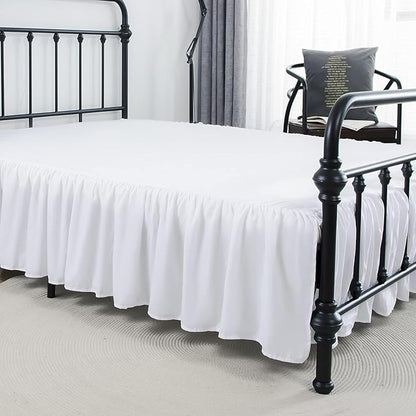Bed Skirt, Bed Skirt Cal King Size Ruffled Bed Skirt with Split Corners, 14 Inch Drop Dust Ruffle Bed Skirt with Platform, White, Cal King -14" Drop