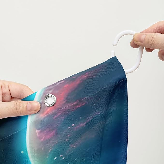 AILONEN Dinosaur Shower Curtain for Kids Boys Teens.Sky Blue Planet Dinosaur Bath Curtain for Bathroom,Machine Dinosaur Curtain Modern Polyester with 12 Plastic Hooks 72" W*84" H