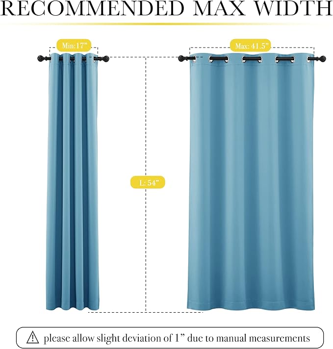 NICETOWN 100% Blackout Curtains with Same Color Liners, Thermal Insulated Full Blackout 2-Layer Lined Drapes, Energy Efficiency Window Draperies for Boy's Room (Teal Blue, 2 PCs, 52-inch by 54-inch)