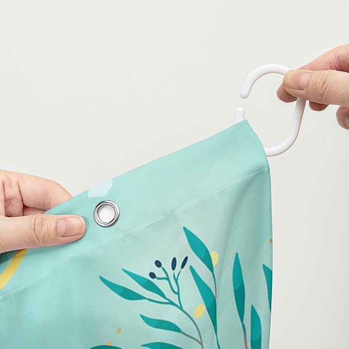 AILONEN Cute Sea Turtle Shower Curtain,Cartoon Turtle with Water Plant Shower Curtain Set for Bathroom,Kawaii Ocean Animal Theme Waterproof Fabric Shower Curtain with Hooks,36" W*72" H