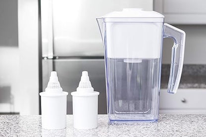 Alkaline Water Filter Pitcher - 2.5L Healthy Pure Water Ionizer, Two 60-Day Activated Carbon Filters, BPA Free, Healthy, Clean, Toxin - Updated 2024