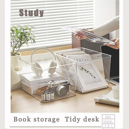Clear plastic storage bins with LIDS-3packs,storage containers for snacks, cosmetics, books, dog food, Storage Organizer for Nursery，Kitchen, Living room,Bedroom, Bathroom, Office