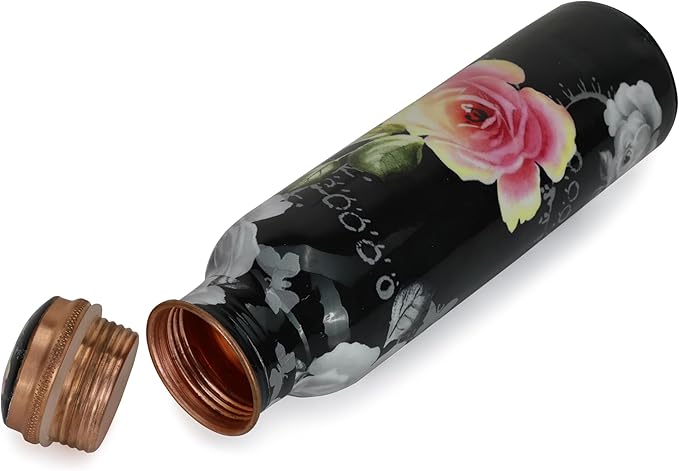 Copper Water Bottle for Drinking 34 oz Handmade Ayurvedic Health Benefits Leak Proof Copper water Bottle With Carry Bag for Sport Fitness Yoga - Natural Copper Water Bottle