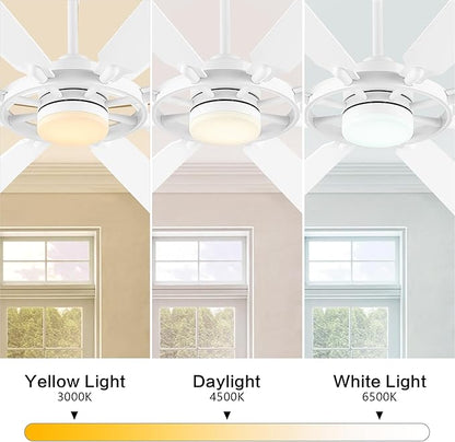 72" Ceiling Fan with Lights and Remote Control, Wood 8 Blades 6-Speed Noiseless Reversible DC Motor, 3 Downrods, Modern Large Ceiling fan for Covered Patio Bedroom Living Room Office, White