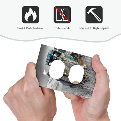 Vintage Country Old Blue Truck 1 Gang Outlet Plate Covers Decorative Single Duplex Wall Plate Rustic Electrical Receptacle Light Switch Cover Art Faceplate Switchplate for Bathroom Living Room Decor