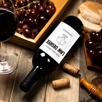 24Pcs Law Degree Graduation Wine Labels Graduation Gifts Wine Bottle Stickers Pairs Well with a Law Degree Wine Labels for Bottles Gifts for Women Men