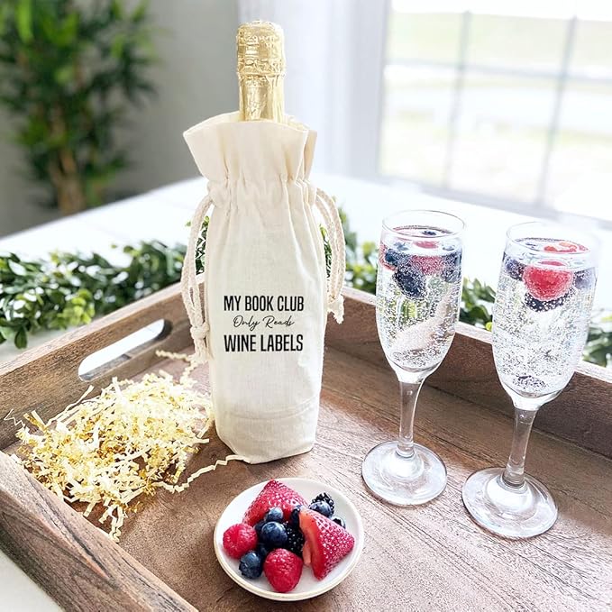 Andaz Press Mothers Day Wine Bag, My Book Club Only Reads, Mothers Day Wine Bottle Cover, Mother's Day Gifts, Canvas Wine Gift Bag Champagne Bottle Bag Wine Bags For Wine Bottles Gifts 1-Pack