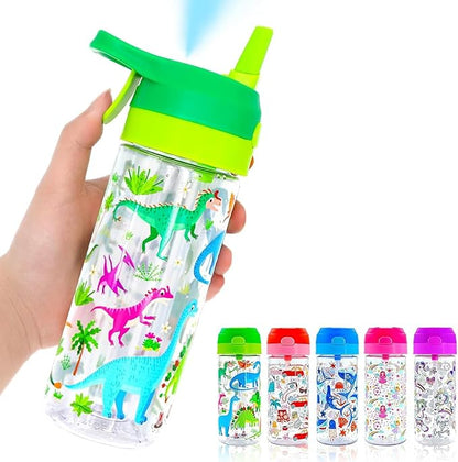 Kids Water Bottle with Spray Mist, 420ml Portable Kids Spray Drinking Bottle for Boys Girls School Cool Down and Hydrate