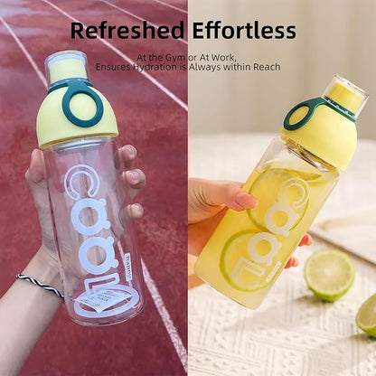 17oz Glass Water Bottle with Tea Strainer and Carrying Strap, Daily Hydration Bottle for School, Travel and Gym, for Women and Youth (Lavender)