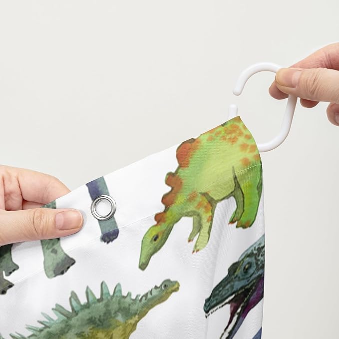 AILONEN Dinosaur Shower Curtain 48" W*72" H for Bathroom,Cartoon Dinosaur Bathroom Shower,Tropical Jungle Dinosaur Kids Boys Bath Curtain Polyester Waterproof Bathroom Curtain with 12 Hooks