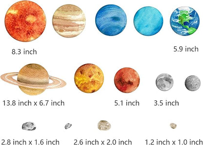 Solar System Wall Stickers for Kids, Universe Space Wall Sticker, Large Size Planet Wall Decal, Space Wall Decor for Bedroom Classroom Playroom Nursery Birthday Gift Idea(M)