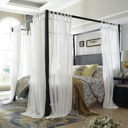 AIKASY Princess Canopy Bed Curtain with Top and Self-Adhesive Velcro, Creating a Romantic Atmosphere in The Room
