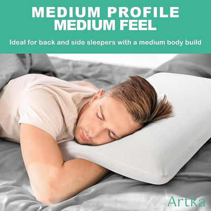Artka 100% Natural Premium Talalay Latex Pillow, Latex Foam Pillow Medium Firm Helps Relieve Pressure, Neck and Shoulder Pain, No Toxic Memory Foam Chemicals, Best Gift (King (Extra Soft))