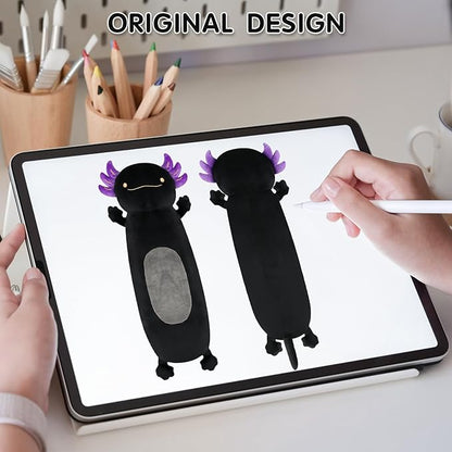 36" Giant Black Axolotl Stuffed Animal, Cute Soft Long Axolotl Plush Body Squishy Pillow Big Plushies Toy, Gift for Kids, Boys, Halloween, Christmas, Thanksgiving, Birthdays