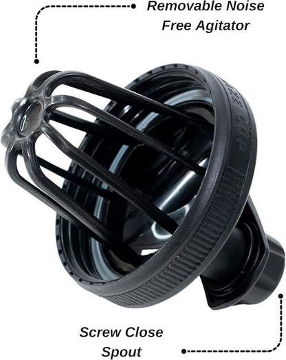 Black Carbon Fiber Stainless Steel Shaker Bottle For Protein - Gym Water Bottle & Mixer Bottle - 24 Oz, Internal Measure, Rubber Bottom, and Brush - Leak Proof & BPA Free Metal Blender Bottle