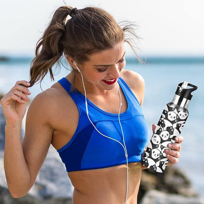 MNSRUU Insulated Water Bottle with Straw, Rainbow and Unicorns Stainless Steel Flasks for Sports Cycling Hiking School