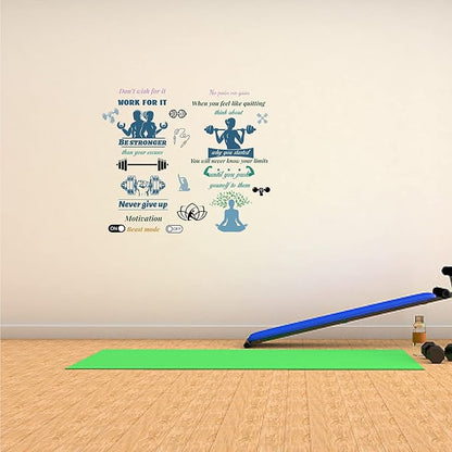 CREATCABIN 4pcs Gym Vinyl Wall Decals Weightlifting Exercise Inspirational Quotes Wall Stickers Self-Adhesive Peel and Stick Mural Decoration for Gym Yoga Studio Exercise Fitness Window Door Playroom