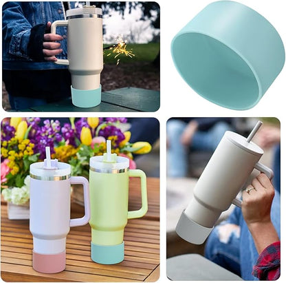 2 Pcs 3 Inch / 75mm Mint Green Water Bottle Boot, Silicone Tumbler Sleeve Water Bottle Bumper, Tumbler Accessories Water Bottle Bottom Protector for 20oz 30oz 40oz Tumbler Water Bottle