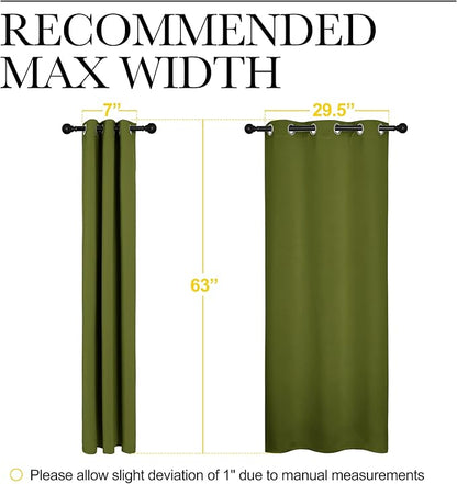 NICETOWN Kitchen Curtain Panels Blackout Draperies, Thermal Insulated Solid Grommet Blackout Curtains/Drapes for Christmas Window Decoration (1 Pair, 34 by 63 inches, Olive Green)