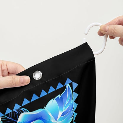 AILONEN Catrtoon Dolphin Shower Curtain Bathroom 72" W*84" H Blue Dolphin Curtain Cloth Fabric Bathroom for Kids Girls,3D Blue Rose with Jumping Dolphins Shower Curtain Set