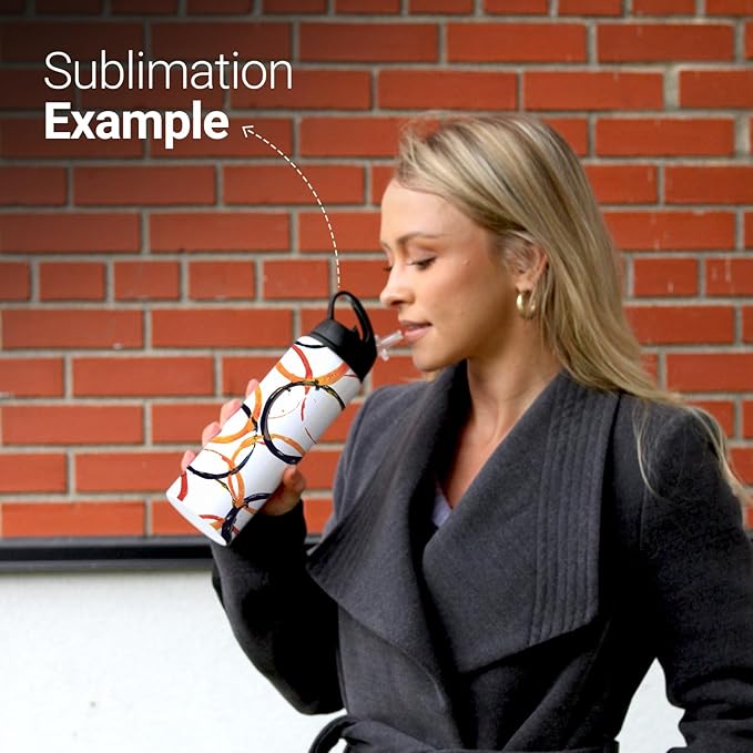 Aluminum 20oz White Sublimation Lightweight Water Bottle Blank, with Foldable Straw Lid and Handle, High-Grade Coating, Personalized Reinforced Packaging (6 Pack)