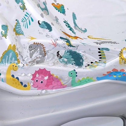 AILONEN Cute Dinosaur Shower Curtain for Kids 36" W*72" H Inch,Funny Dinosaur Animals Playing Water Shower Curtains,12 Pack Hooks Polyester Waterproof Fabric Decor for Bathroom Bathtub Panels
