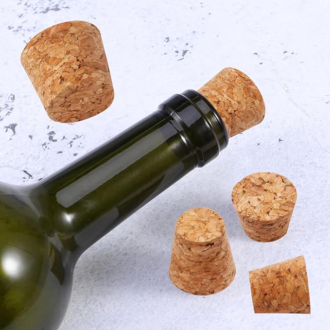 60Pcs Cork Stoppers, 5 Sizes Assortment Small Corks Tapered Cork Plugs Replacement Wooden Bottle Corks Bottle Stopper Wine Cork for Craft Jars Wine Bottles