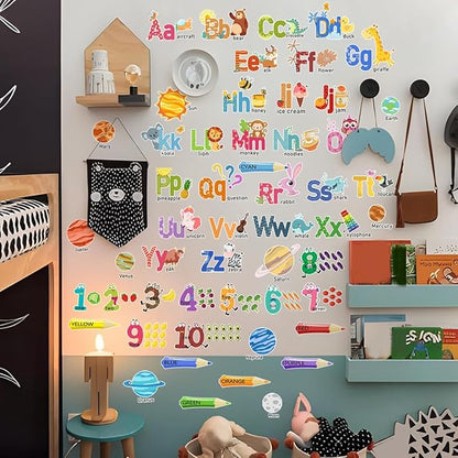 Kids Wall Decals, Alphabet Letters and Numbers Stickers for Kids Room, Nursery, Bedroom, Playroom