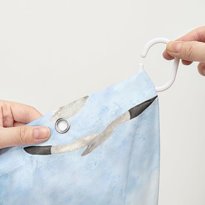 AILONEN Cartoon Dolphin Hower Curtain,Cute Sea Turtle Shower Curtain for Bathroom,Nautical Theme Bath Curtain,Watercolor Blue Waterproof Fabric Shower Curtain Set for Kids Girls,Boys,72" W*78" H