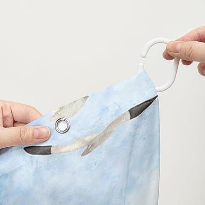 AILONEN Cartoon Dolphin Hower Curtain,Cute Sea Turtle Shower Curtain for Bathroom,Nautical Theme Bath Curtain,Watercolor Blue Waterproof Fabric Shower Curtain Set for Kids Girls,Boys,72" W*72" H