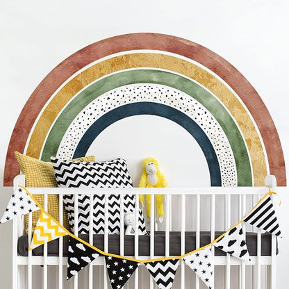 Amaonm Removable 3D Large Colorful Boho Full Rainbow Wall Sticker Peel and Stick Self-Adhesive Colorful Pastel Rainbow Wall Decals Wallpaper for Kids Girls Bedroom Nursery Decoration