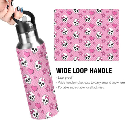 MNSRUU Insulated Water Bottle with Straw, Rainbow and Unicorns Stainless Steel Flasks for Sports Cycling Hiking School