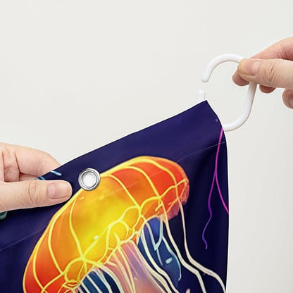 AILONEN Colorful Jellyfish Shower Curtain,Beautiful Jellyfish Bath Curtain Set for Kids Girls,Coastal Animal Fabric Shower Curtains for Bathroom, 72" W*72" H