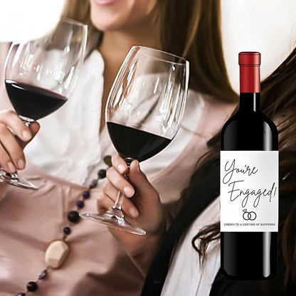 24 Pcs Engagement Wine Labels Engagement Gifts for Couples Her Engagement Party Decorations Gifts for Engaged Couple Wine Bottle Stickers, Pairs Well with Getting Engaged Wine Bottle Labels
