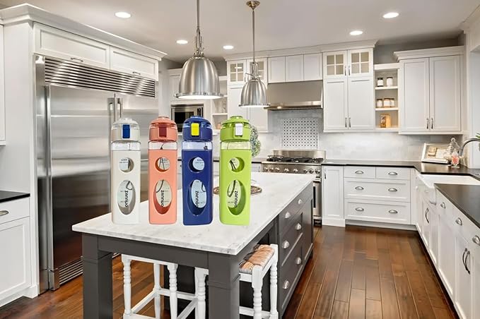 Water Bottle with Rope handle Easy Carry, Sport Water Bottle for Gym, Outdoor, School and Office, Leak Proof Portable Water Bottle BPA Free, Drink Water Bottles 650 ml / 22 oz. (White)