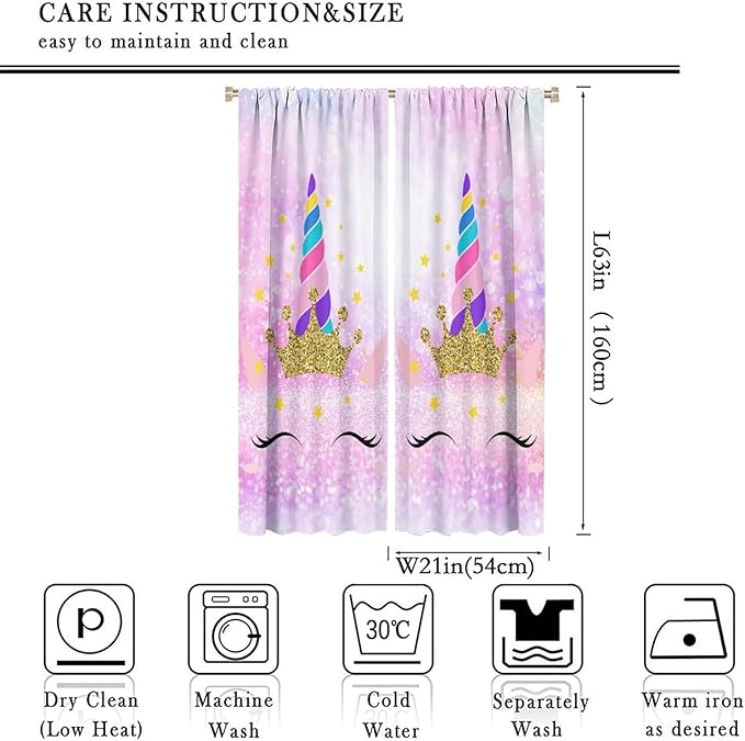 Kids Unicorn Curtains Kids Girls Boys Rainbow Unicorn Pattern Blackout Curtains Bedroom Curtains 42x63 Inches 2 Panels