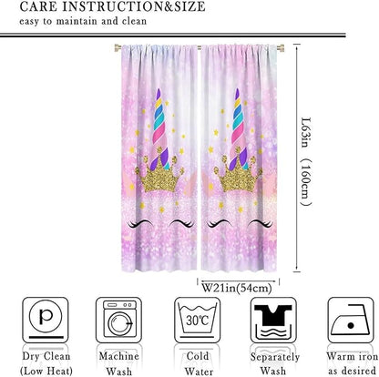 Kids Unicorn Curtains Kids Girls Boys Rainbow Unicorn Pattern Blackout Curtains Bedroom Curtains 42x63 Inches 2 Panels