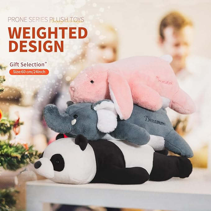 24 inch Cute Giant Weighted Bunny Plush Soft Body Pillow, Large Rabbit Weighted Stuffed Animals Toys plushies, Gift for Kids Girls and Boy, Birthday