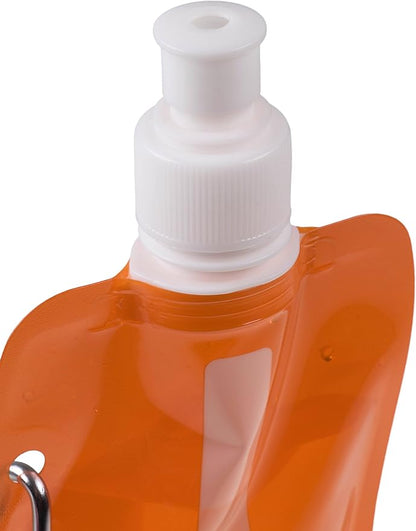 Clever Creations Collapsible Sports Water Bottle 3 Pack, Foldable Leak Proof Travel Bottles for Camping and Hiking, 480 mL Capacity, Blue, Orange, and Green