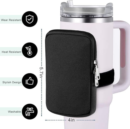 Water Cup Bottle Pouch Compatible for Stanley Tumbler Quencher Adventure 40oz & Stanley IceFlow 20/30 oz, Gym Running Water Bottle Fanny Pack Bag Accessories Handheld Caddy for Women Men